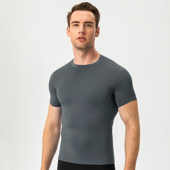 Men's Compression Fit Short Sleeve Training Shirt Sweat Wicking T Shirt Wholesale Mens Activewear