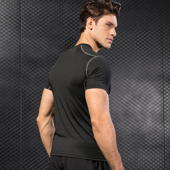 Men's Compression Fit Short Sleeve Training Shirt Sweat Wicking T Shirt Wholesale Mens Activewear