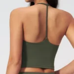 Halter-Neck V-Neck Sports Bra Top with Built-In Pads Custom Gym Wear Manufacturers Wholesale Tank Tops​